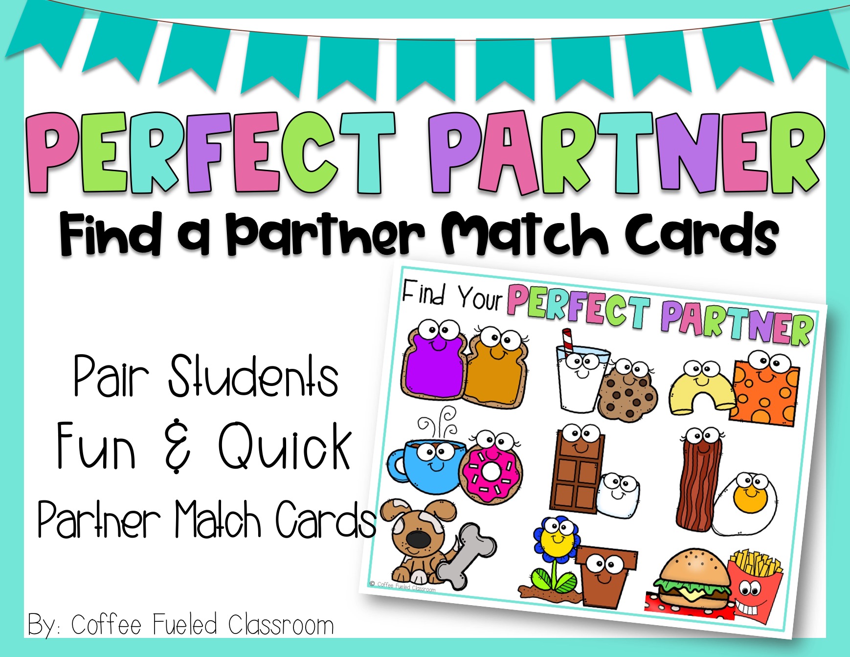 Partner Match Cards Freebie - Coffee Fueled Classroom