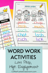 word work homework activities